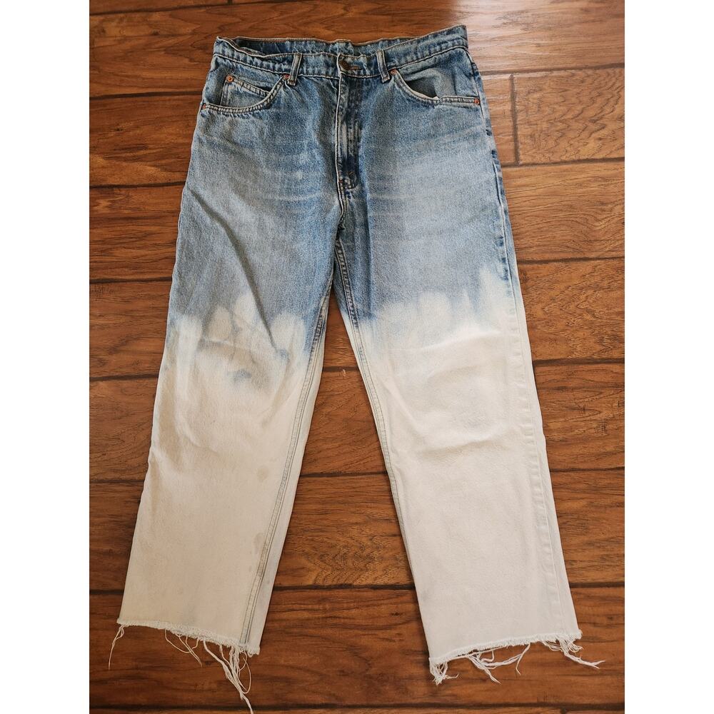 Levi’s 34x32 Bleached Ombre Jeans Distressed Raw Hem Vintage Wash